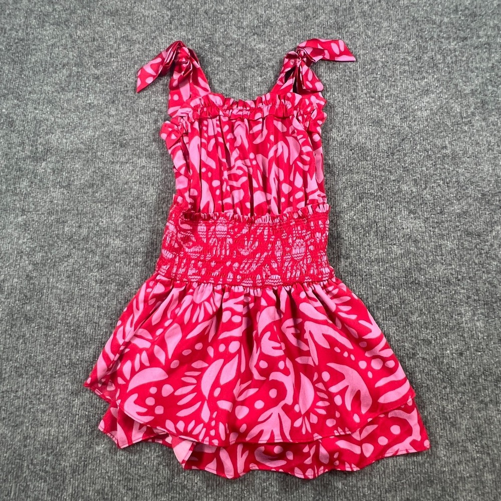 Chelsea & Violet Romper One Piece Girls Small 7-8 Vibrant Pink Smocked Waist